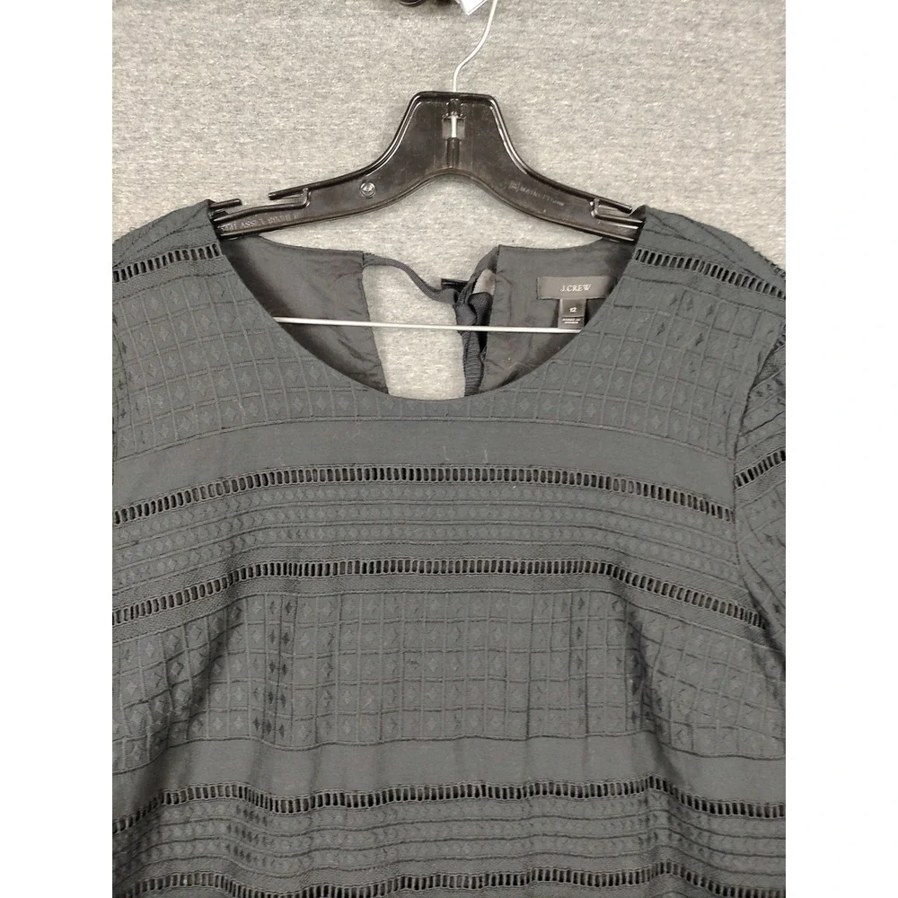 J Crew Womens Dress 12 Black Mini Ruffle Sleeve Eyelet Tea Dress‎ Casual Preppy